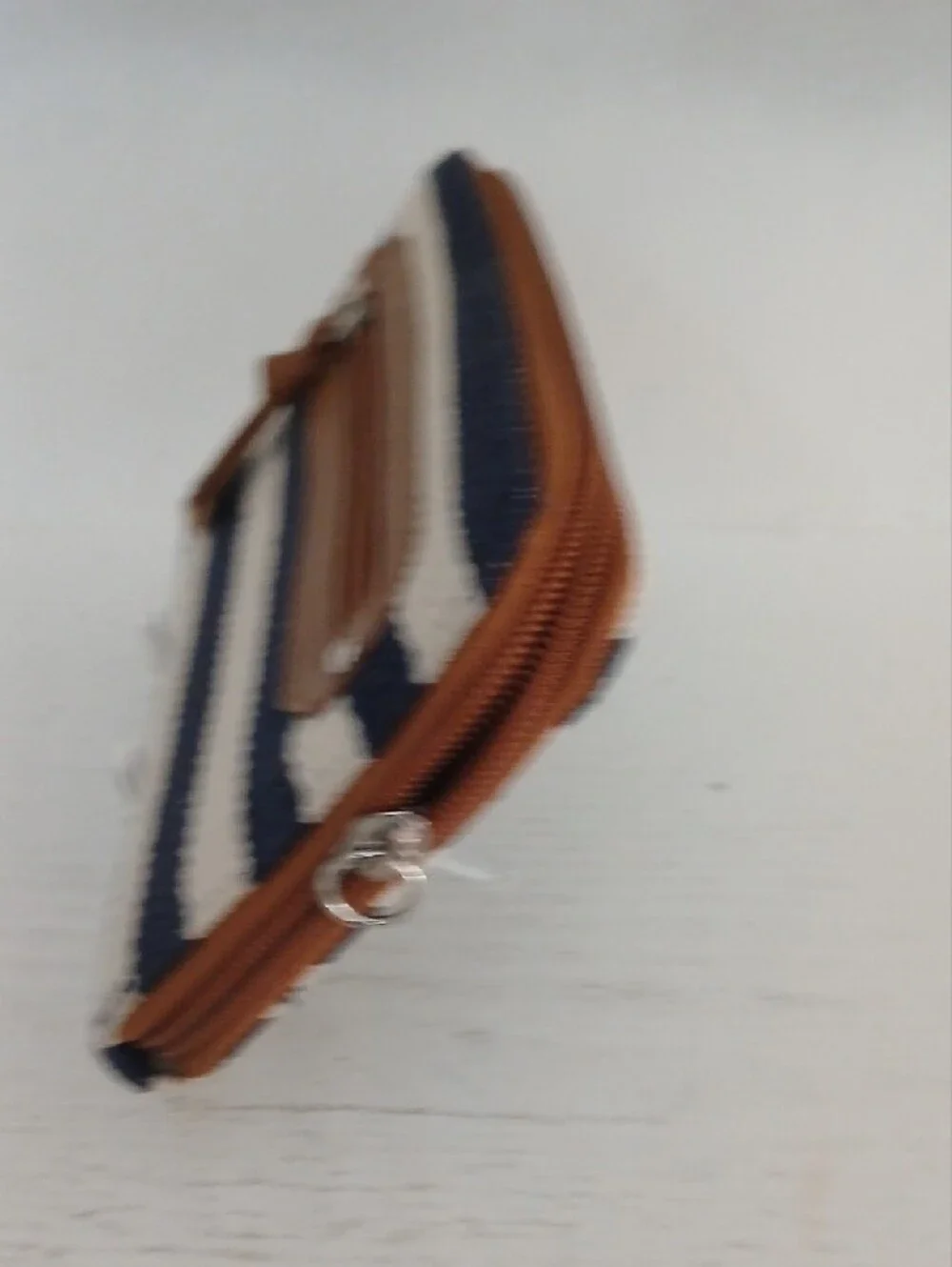 Atmosphere Navy and White Striped Men's Zip Wallet